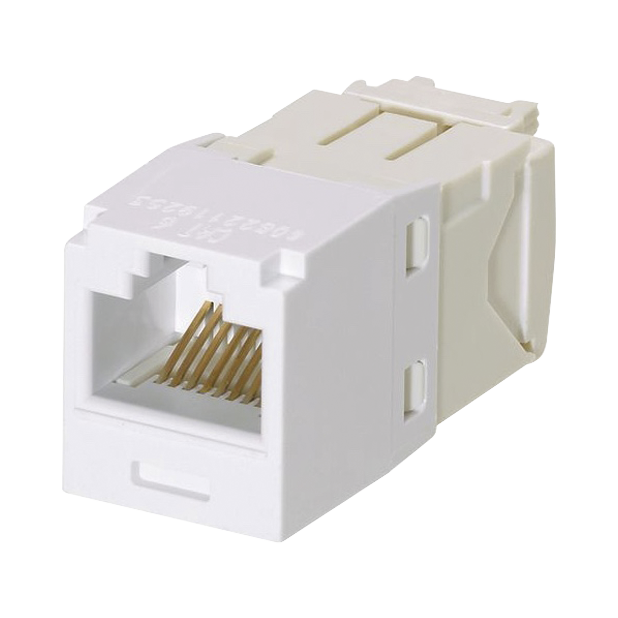 Conector Jack RJ45 Estilo TG, Mini-Com, Categoría 6, de 8 posiciones y 8 cables, Color Blanco Conector Jack RJ45 Estilo TG, Mini-Com, Categoría 6, de 8 posiciones y 8 cables, Color Blanco